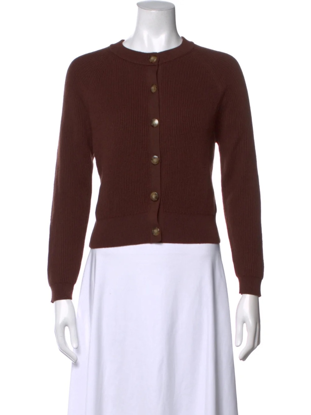 Sezane Jude Crewneck Button Cardigan - Brown - Picture 5 of 5